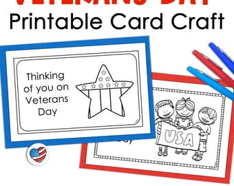 Tarjetas imprimibles para colorear para el Día de los Veteranos para niños, tarjetas para el aula para honrar a los veteranos de EE. UU., notas de agradecimiento para veteranos militares