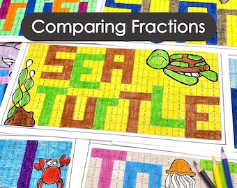 Comparing Fractions Practice for 3rd and 4th Grade Math Inequalities Color by Code Mystery Picture Activity