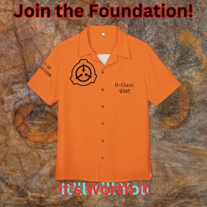 SCP D-Class Cosplay | Unisex Button Shirt | SCP Foundation Cosplay | Containment Breach | Hawaiian Button Shirt (Revamped)
