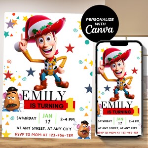 Editable Toy Story Birthday Invitation Template, Toy Story Birthday Party Invitation, Toy Story Party Invite, Kids Birthday Card