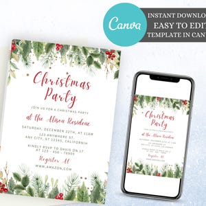 Festive Season&#39;s Greetings Christmas Party Invite, Holiday Party Invite, Xmas Party Invitation, Christmas Party Card, Digital Holiday Invite