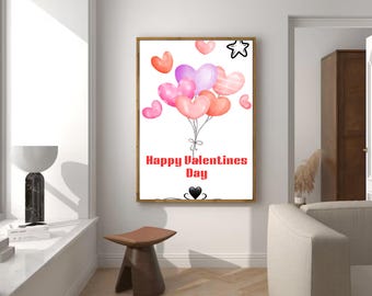Happy Valentine's Day Art Print, Valentine's Wall Art, Valentine's Day Poster, Romantic Art, Valentine's Day Decor, Valentine’s Day Gifts
