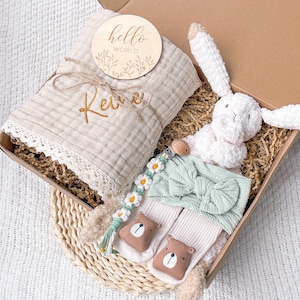 Juego de regalo para bebé personalizado, juego de regalo para bebé recién nacido, juego de regalo para recién nacido, caja de regalo para bebé niño, regalo para niña, canasta de regalo para baby shower, regalos para recién nacidos