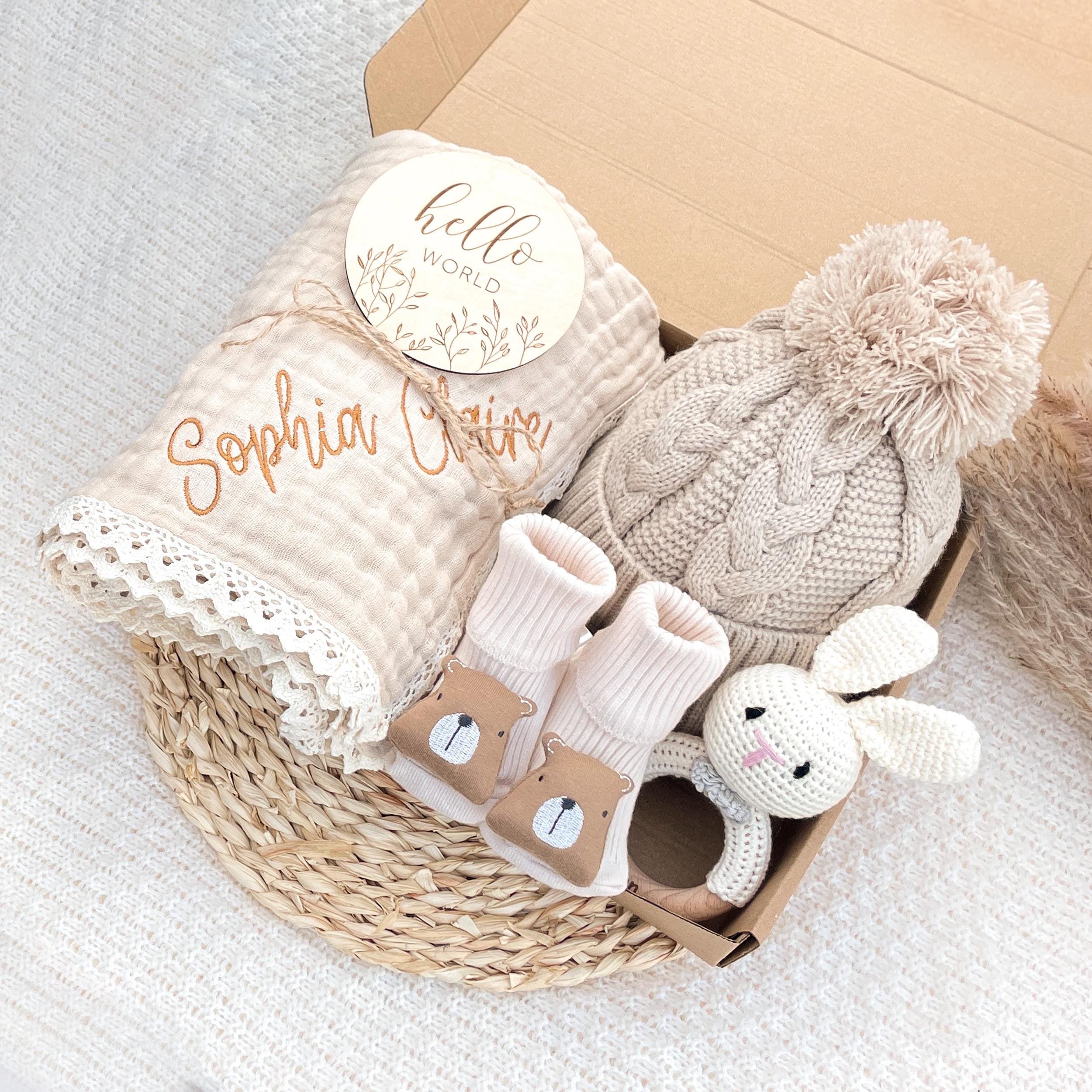 Pink Baby Girl Gift Box Custom Baby Baskets Personalized Newborn