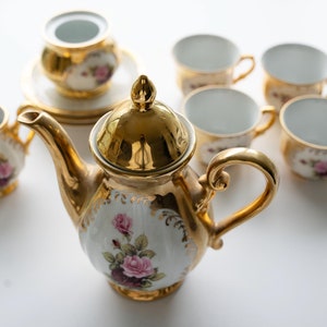 Vintage Handarbeit 24 Kt. Gold  Bavarian Fine China Tea Service Set