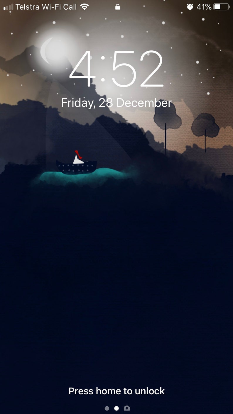 Iphone Screensaver Wallpaper Moon Girl Art Original Art Etsy