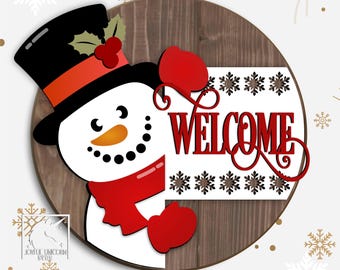 Cartello in legno di Natale con pupazzo di neve di buon Natale, decorazione da parete per