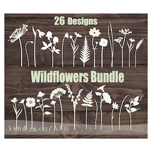 Beautiful Wildflowers SVG Bundle, Laser Cut Flowers, Glowforge, Xtool, Cricut File, Laser Cut Plants, Vector Flowers SVG, Wooden Bouquet