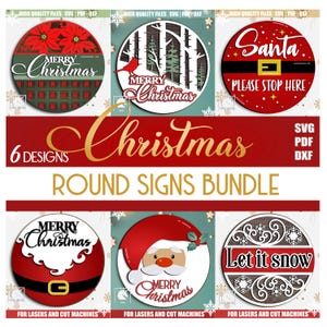 Pakiet świątecznych tabliczek powitalnych w formacie SVG, pakiet zimowych zawieszek na drzwi, plik do cięcia laserowego na Boże Narodzenie, plik Glowforge, plik Cricut, plik CNC