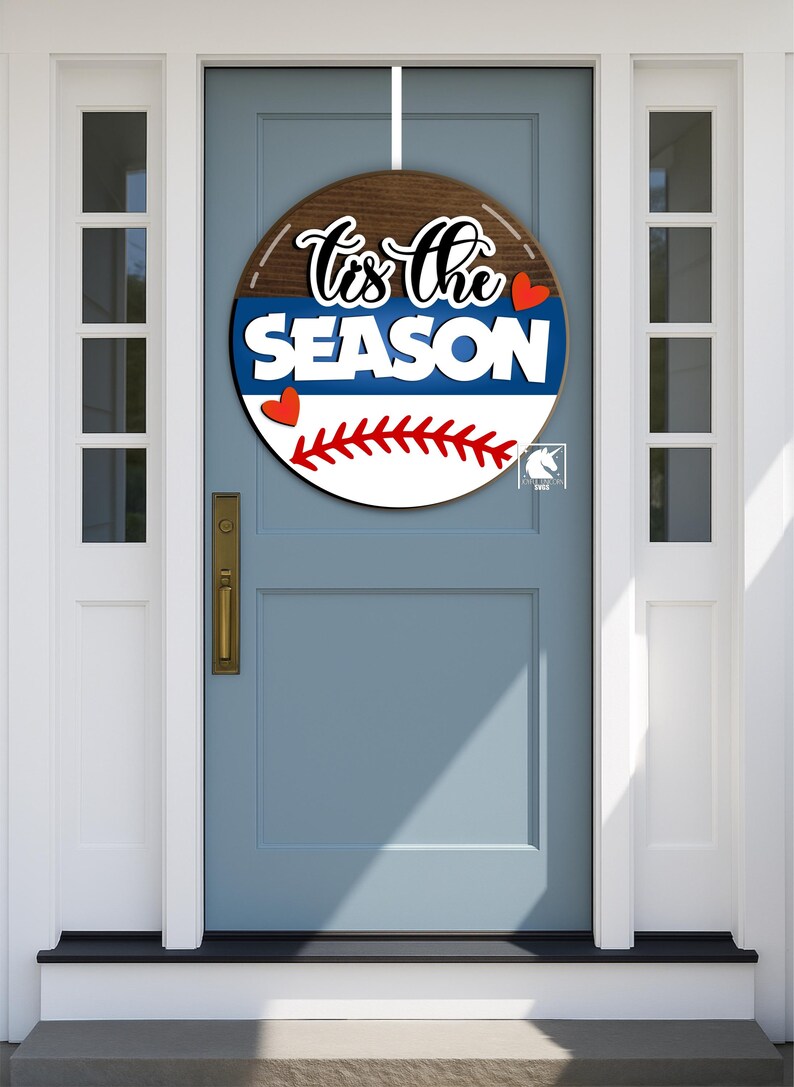 Tis the Season Baseball Sign SVG, Baseball Door Hanger, Laser Cut File ...