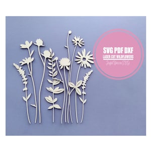 Wildflower SVG, Laser Cut Flowers SVG, Wooden Flowers, Laser Cut File for Cricut, Glowforge, CNC, Laser Cut Plants, Wildflowers Bundle