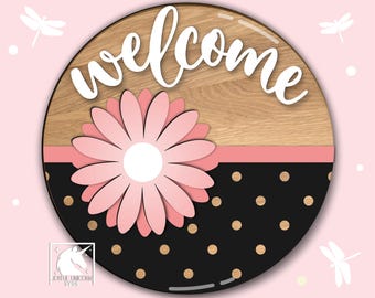 Daisy Welcome Door Hanger SVG, Laser Cut File (Digital Download)
