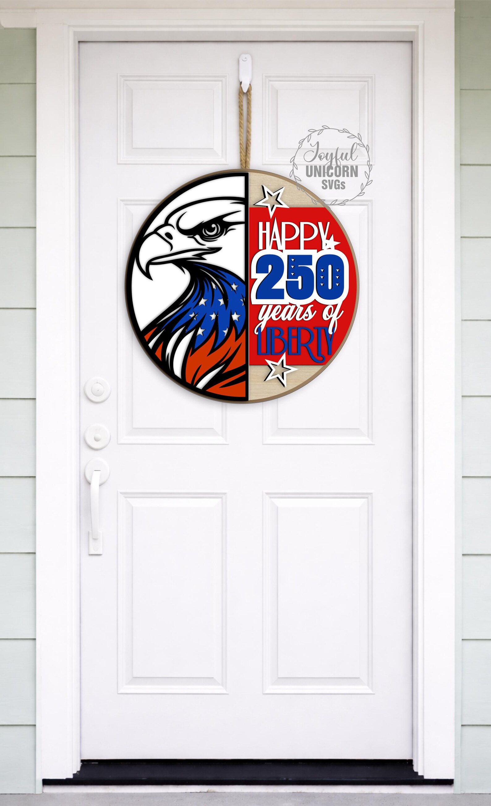 America 250 Door Hanger SVG Bundle, USA 250th Anniversary Round Sign ...