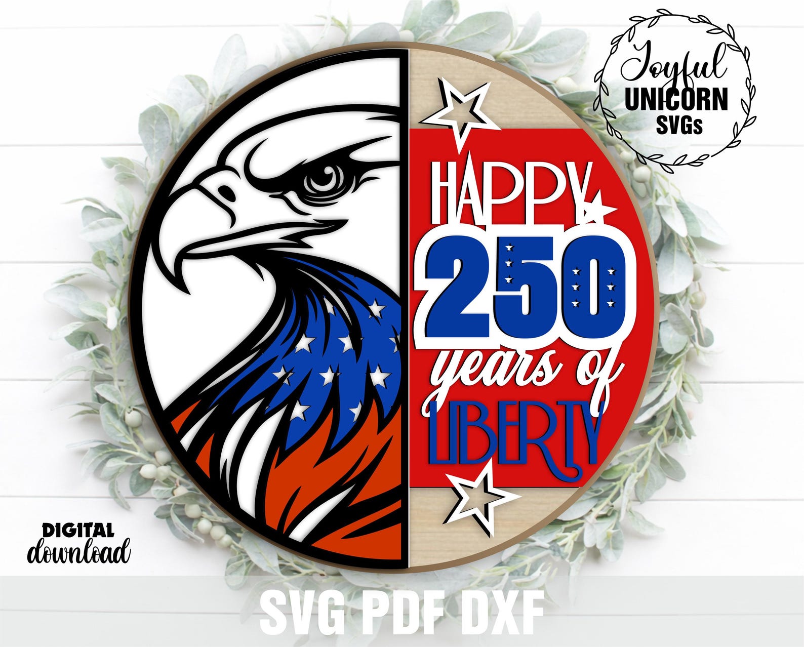 America 250 Door Hanger SVG Bundle, USA 250th Anniversary Round Sign ...