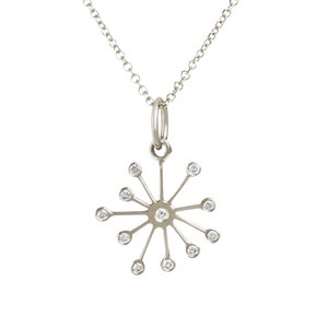 Pusteblumen Anhänger in Gold / zarter Starburst Anhänger / zierlicher Schmuck / Diamantkette