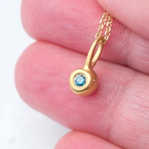 Solid Gold Blue Diamond Pebble Necklace: Fine Jewelry Gift, 9k, 14k or 18k  JP1080-BD