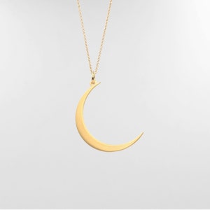 Solid gold Crescent Moon Necklace / Dainty Lunar Pendant / Gift Yogi / Handmade Fine Jewellery