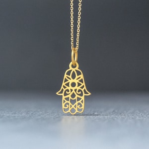 Massief gouden hamsa-ketting: filigraan bedel voor bescherming tegen het boze oog