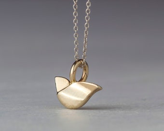 Solid Gold Bird Necklace / Tiny Charm 14k / Dainty Gift for her