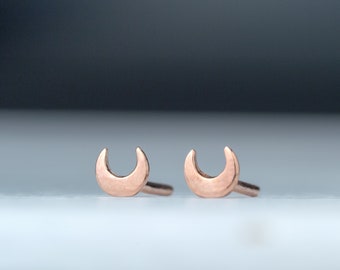 Extra Tiny Crescent Moon Earrings / Solid Gold Celestial Studs / Minimal Everyday Jewelry / Mothers day Gift / US DUTIES PREPAID