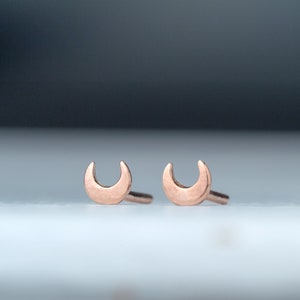 Extra Tiny Crescent Moon Earrings / Solid Gold Celestial Studs / Minimal Everyday Jewelry / Mothers day Gift