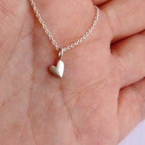 Extra Tiny Heart Necklace / Cute Solid Gold Heart Pendant / Valentines Gift for Her / Love Charm