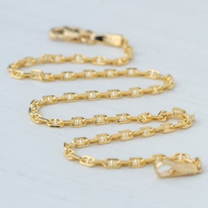 14k Solid Gold Mariner Chain Bracelet / Anchor Link Bracelet / 1.9mm wide Unisex Bracelet