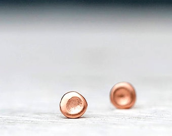 Extra Tiny Solid Gold Cup  Earrings / Minimal Pebble Studs / Everyday Earrings / Gift for Women, Kids