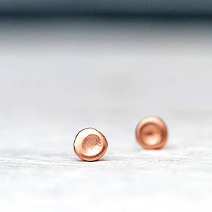 Extra Tiny Solid Gold Cup  Earrings / Minimal Pebble Studs / Everyday Earrings / Gift for Women, Kids / US DUTIES PREPAID