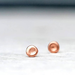 Extra Tiny Solid Gold Cup  Earrings / Minimal Pebble Studs / Everyday Earrings / Gift for Women, Kids