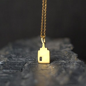 14k Solid Gold House Necklace: Tiny Geometric Pendant JP1082