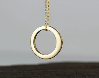 Solid Gold Karma Necklace | 9k 14k or 18k yellow rose or white gold | Circle Pendant | Infinity Charm | Mothers day Gift
