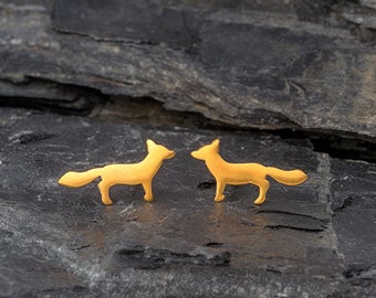 Golden Fox Children's earrings with enamel and gold-plated foxes.