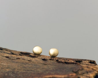 Extra Tiny Solid Gold Pebble Earrings / Dot Earrings 14k / Birthday gift for her / Organic earrings / Single earring or Pair