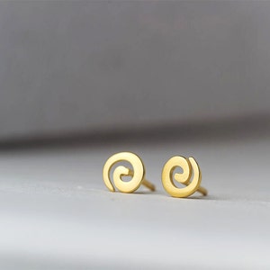 Solid Gold Spiral Earrings / Geometric  Studs /  Ancient Greek Minoan Jewelry / Minimal Gift
