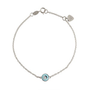 Bransoletka 14k Evil Eye Niebieska emalia Okrągła Solidne Złoto Żółte Prezent dla Niej Rocznica Ślubna Minimalistyczna bransoletka Chrzest Dzień Matki