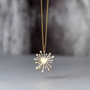 Solid Gold Dandelion Necklace / Minimal Flower Pendant / 9k, 14k or 18k / Gift for Her / Nature lover image 7