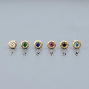 Maleńki kolczyk z litego złota z kamieniem szlachetnym: pojedynczy minimalistyczny kolczyk, diament, 9k 14k 18k 207H-S zdjęcie 5