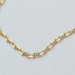 Solid Gold Mariner Chain Necklace / 14k solid Gold Anchor Choker / 1.1mm 1.5mm 1.9mm 2.3mm / Unisex Fine Jewelry image 5