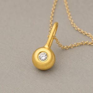 14k Solid Gold Diamond Necklace / Pebble Pendant / Fine Jewelry / Bridal Charm, Anniversary gift  JP1080-WD