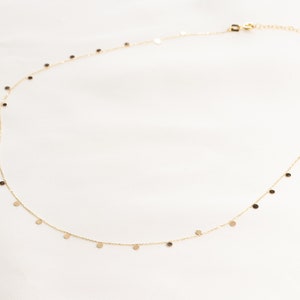 Solid Gold Tiny Disc Necklace 9k, 14k or 18k Gold Yellow, Rose or White Gold Adjustable Dainty Layering image 6
