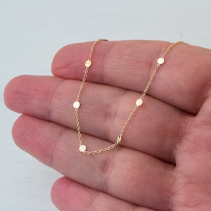 Tiny Dots Bracelet in Solid Gold / Discs in Yellow, Rose or White Gold / Layering Bridal Jewelry