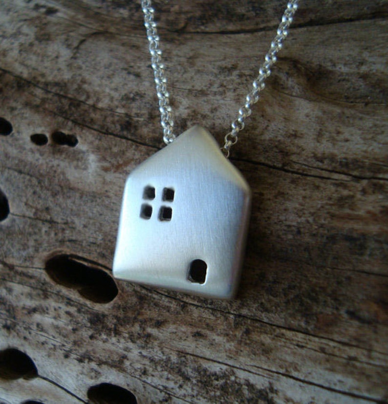 House Necklace Sterling Silver House Pendant Home Necklace Etsy