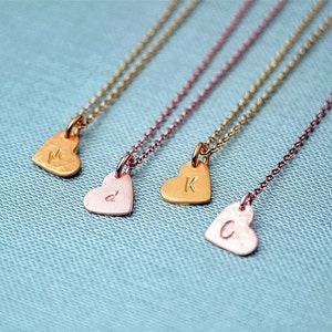 Solid Gold Heart Necklace with Initial / Personalized Pendant / 9k 14k 18k gold image 4
