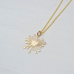 Solid Gold Dandelion Necklace / Minimal Flower Pendant / 9k, 14k or 18k / Gift for Her / Nature lover image 4