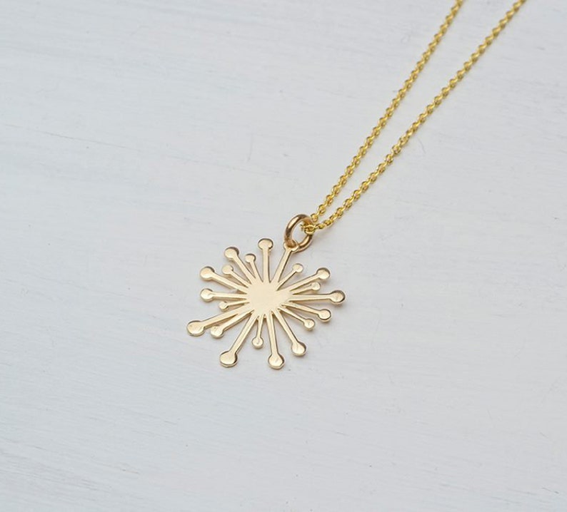 Solid Gold Dandelion Necklace / Minimal Flower Pendant / 9k, 14k or 18k / Gift for Her / Nature lover image 4