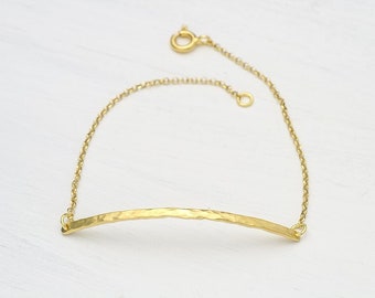 Pulsera de barra de oro macizo martillado: Pulsera fina de capas 202B-BX