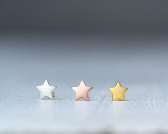 Extra Tiny Star Earrings / Solid Gold Star Studs / Minimal Post earrings / Celestial Gift for Womens, Kids, Teens