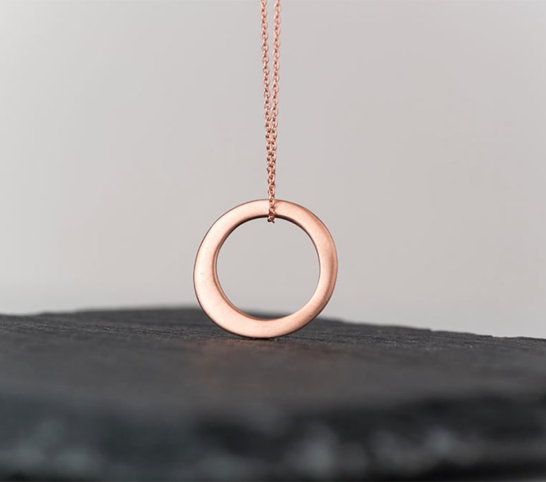 Solid Gold Karma Necklace 14k Gold Full Moon Necklace Simple Etsy