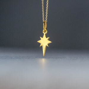 Solid Gold North Star Pendant: Minimalist Celestial Necklace (9k, 14k, 18k)